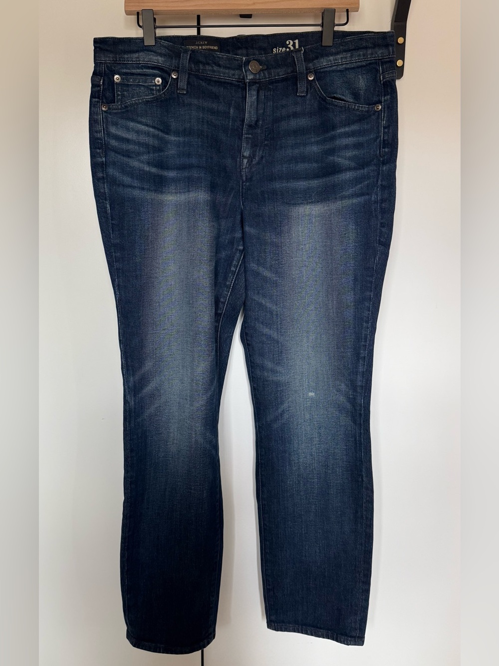J. Crew Women's Broken In Boyfriend Jeans in Dark Blue Wash